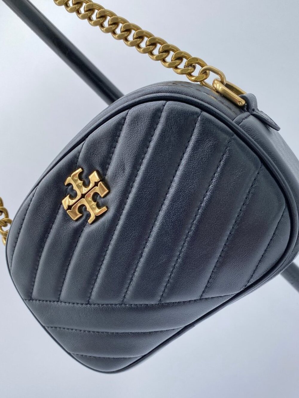 Tory Burch Kira Chevron Camera Bag Black Leather Crossbody 🖤 Tia